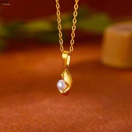 Pendant Necklaces Geometric Artificial Pearls Necklace for Women Stainless Steel Neckalce Choker Trend Gold Colour Jewellery