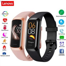 Smart Watches Lenovo AMOLED Sports Bracelet Men Women Fitness Waterproof Smartwatch Heart Rate Sleep Monitor Fitness Tracker Smart Band 2023 YQ240125