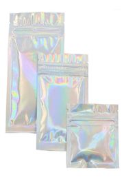 Whole PET Holographic Storge Flat Bags Laser Mylar Foil Pouch Reusable Cosmetic Package Bag 100 PCS14230101