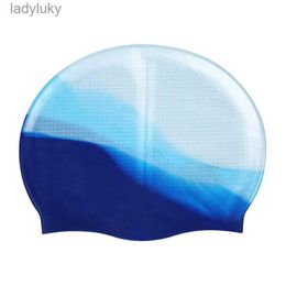 Swimming caps Swimming Caps Elastic Waterproof Silicone Protect Ears Swimming Cap Free Size For Adults Long Hair Sports Swim Pool HatL240125