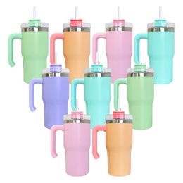 BPA free vacuum insulated candy macaron Coloured blank sublimation kids student toddler travel mugs 20oz quencher tumbler with handle in stock 25pcs/case