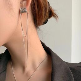 Dangle Earrings VSnow Statement Irregular Cube Wrinkles Veins Earring For Women Ins Asymmetry Long Metallic Tassel Jewellery