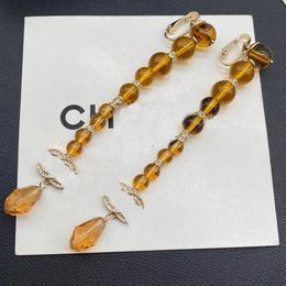 Earrings Designer For Women Amber Tassel Stud Earrings Necklace Jewellery Sets French Dressy Earrings Clips Female With Gift Box