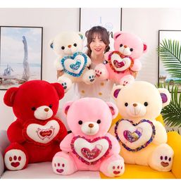30CM Lovely Plush Doll for Valentine's Day Suitable for Children's Girlfriends and Wives 22CM LED Luminous Teddy Bear Lamp Filled with Animal Bear New 240124