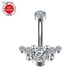 Navel Bell Button Rings ASTM G23 Titanium Wing Shape Bead Belly Button Piercing Cz Stone Navel Curves Bellybutton Ring Barbell Dangle Body Jewellery YQ240125