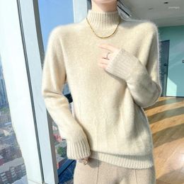 Women's Sweaters Merino Wool Sexy Female Knitted Crocheted Pullover Top Winter Mock Neck Cashmere Sweater