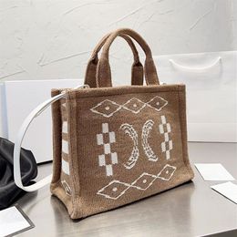 Crochet Tote Bag Beach Crossbody Bags Shoulder Women Handbag Purse All Over Printed Fabric Shopping Bag Fashion Letter Large Capac292F