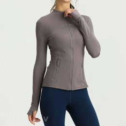 Lu Align Lu Define Yoga Women Sports Jacket Long Sleeve Fitness Coat Exercise Outdoor Athletic Jackets Solid Zip Up Sportswear Quick Dry Run 45