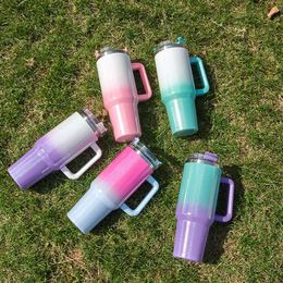 40 oz hot bottle stainless steel hot cup cold and hot water bottle with handle rainbow hot cup car leak proof 240125