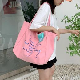 Evening Bags Canvas Shoulder Large Capacity Daily Commuter Leisure Trendy Fashion Student Tote Bag Letter Printing Storage All-match