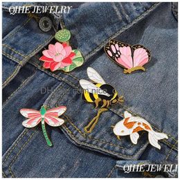 Pins Brooches Pins Cute Animal Plant Series Enamel Butterfly Fish Flower Metal Badge Women Kids Bag Hat Clothes Lapel Jewelry Giftp Dhob8