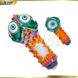 Unique Glass Hand Pipe 3D Hand Painting Bong Heady Glass Smoking Water Pipe Dry Herb Tobacco Spoon Pipe