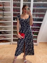 Casual Dresses Vintage Women Printed Single Breasted Dress Sexy Slash Neck Sleeveless Backless Frock Fashion Beach Hoilday Party Lady