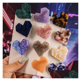 Hair Clips & Barrettes Fashion Heart Shape Acetic Acid Hair Clips Side Clip 12 Colours Big Acrylic Resin Barrettes Drop Delivery Jewel Dhymw