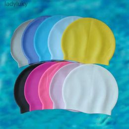 Swimming caps Swimming Caps For Men Women Elastic Silicone Nonslip Ear Protection Long Hair Swimming Pool Hat Ultrathin Bathing CapsL240125