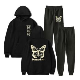 DannyLux Butterfly Casual Tracksuit Men Sets Hoodies and Sweatpants Two Piece Sets Hooded Sweatshirt Sportswear Suit Streetwear