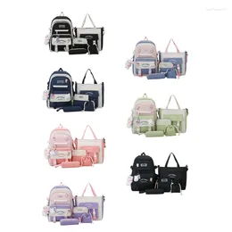 School Bags 5pcs Bag Backpack With Shoulder Pencil Drawstring For Student Boys Girls Casual Rucksack