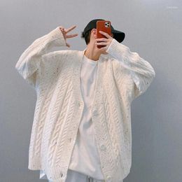 Men's Sweaters Knit Sweater Male White Clothing Cardigan Jacket Hippie Coat V Neck Long Sleeve Fashion 2024 Old In