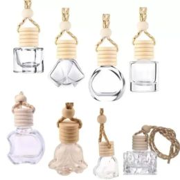 Car Perfume Bottle Diffusers Pendant Ornament Air Freshener for Essential Oils Fragrance Empty Glass Bottles Home FY4419 0125