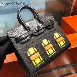 Designer Bags Womens Handbags House Bag Handmade Bag Black American Alligator Skin Womens Mini Patchwork Leather Small House Jsq5