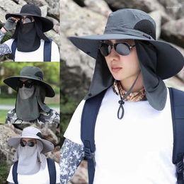 Berets Adjustable Outdoor Fishing Cap Wide Brim Man Breathable Hat Mesh Sunscreen Protection Sunshade Foldable Travel Men Hiking Cape