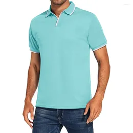 Men's Polos 2024 V Neck Polo Shirts For Men Solid Color Short Sleeve Classic Mens Summer Shirt Clothing