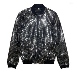 Men's Jackets 23 Personalized Fashion Nightclub Trendy Thin Jacket Youth Sequin Stand Collar
