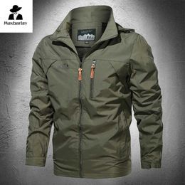 Men's Jackets Autumn Men Outdoor Windproof Jackets Hooded Windbreaker Coat Camping Fishing Tactical Military Male Breathable Casual Jacket 5XL J240125