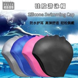 Swimming caps Waterproof Silicone Swimming Cap Men Women Adults Do Not Strangle Head Long Hair Sunscreen Solid Colour Swimming CapL240125