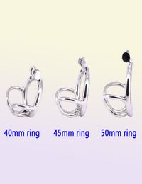Stainless Steel Cage with Antioff Ring Small Locking Metal Penis Ring Arc Testicle Bondage Gear Devices3891161