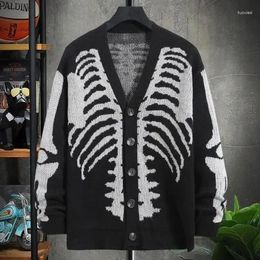 Women's Hoodies 2024 European And American Style Fashion Street Trendy Long Sleeved Cardigan Loose Skull Dark Black Sweater Men Women