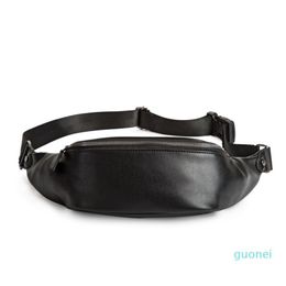 Men Bumbag Fanny Pack Hip Bag Banano De Cintura Banana Waist Pack PU Leather Black Small Tight Sling Belt Bag Small Chest Bag Bana302g