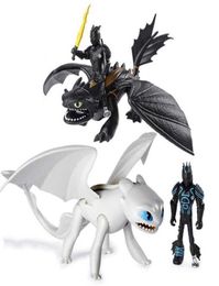 2pcs How to Train Your Dragon 3 night fury Light Fury Toothless Action figure White Dragon Toys Children Birthday Gifts toy Y20041511398