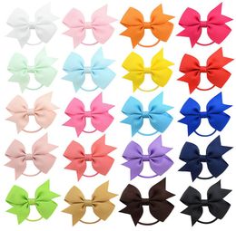 Baby Ponytail Holder Elastic Rubber Band Bow Girls Hair Rope Bows hairbands Children Grosgrain Ribbon Kids Hair Accessorie 20 Colo4998392