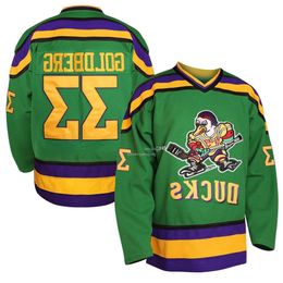 Mens Mighty Duckss Jersey 33 Greg Goldberg 96 Charlie Conway 99 Adam Banks Stitched Ice Hockey Jerseys IN STOCK Fase Shipping S-X 78