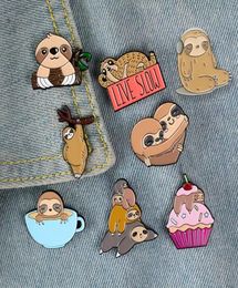 Animal Sloth Cute Small Funny Enamel Brooches Pins for Women Christmas Demin Shirt Decor Brooch Pin Metal Kawaii Badge Fashion Jew7392996