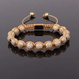 Bracelets New Design Men Jewelry CZ Micro Pave Ball Handmade Braided Beads Macrame Friendship Bracelets Male