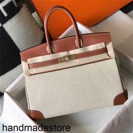 Handbag Platinum Designer Original Swift Leather Color Matching Canvas Bag Large Capacity Advanced in Bill of Lading Shoulder