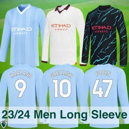 23 24 Soccer Jerseys Long Sleeve for HAALAND BRUYNE PHILLIPS MANS CITIES GREALISH FERRAN MAHREZ FODEN BERNARDO JOAO CANCELO Z RODRIGO Football Shirt Men