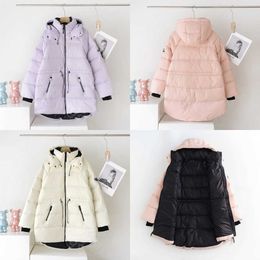 Warm Coldproof Drawstring Fashion Hooded Coat Ice Cream Colour Women Winter Jacket Designer Jacket Women's Mid-length White Duck Down L7M7