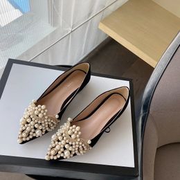 Trend Pearl Ballet Flat Pumps Floors Shoes Without Heels Loafers Female Dress Moccasins Ladies Luxury Autumn PU 240123