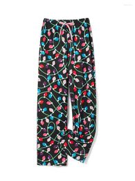 Women's Pants Christmas For Women Light Snowman Print Loose Comfy Plush Lounge Pajama Pant And Holiday Collection