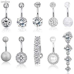 Navel Bell Button Rings 10 Style Belly Button Rings for Women Men Stainless Steel Navel Rings CZ Body Piercing Jewery 14G YQ240125