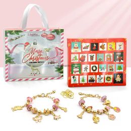 Chain Christmas Advent Calendar Jewellery Set Blind Box for Children DIY Bracelet Countdown 24 Days Surprise Gift Fashion JewelryL24