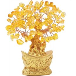 Bwinka Feng Shui Money Tree Office Home Table Decoration for Wealth and Good Luck Golden Ingot 240123