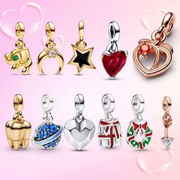 Me Shine Elephant Mini Dangle Bracelet Link Chain Crescent Moon Pendant For Earring Match With Connector Hamsa Heart Charm