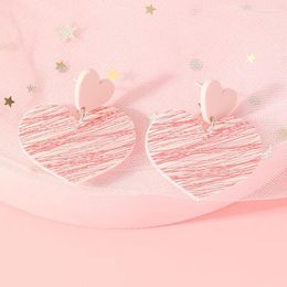 Dangle Earrings Korean Pink Heart Acrylic Drop For Women Girl Cute Aesthetic Minimalist Jewellery Party Earring Valentine's Day Gift