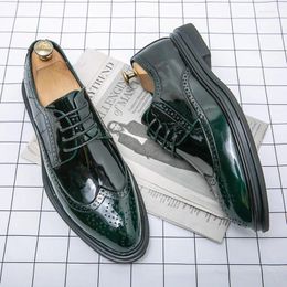 Dress Shoes 2024 Mens Fashion Business Formal Green Leather Casual Classic Italian Oxford Footwear For Male Zapatos Hombre