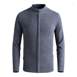 Men's Sweaters Sheep Wool Zipper Coat 2024 Autumn & Winter Mock Neck Knit Cardigan Pure Cashmere Knitwear Long Sleeved
