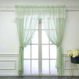 Curtain Green Double Layer Lace Sheer For Living Room Partition Drape Window Porch Sliding Door Study Blinds #E
